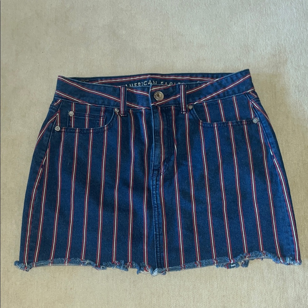 American Eagle Outfitters Navy and Red Striped Skirt